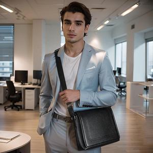 Men's Vintage Style Genuine Leather Messenger <b>Shoulder</b> Crossbody <b>Bag</b> Business Satchel <b>Bag</b> - Product Image 3