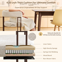 Ensemble de 4 chaises de salle à manger modernes en tissu tweed rembourré, chaises de cuisine avec accoudoirs, style baril, chaise de salle à manger en noyer et métal