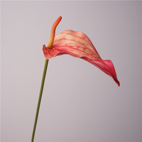 W-A0240 Anthurium artificiel de haute qualité au toucher réel, fleur d'anthurium en caoutchouc souple, latex, pour la décoration de mariage et de la maison