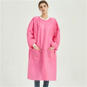 Wholesale Good Quality Laboratory Work Clothes PP SMS Non Woven Lab Coat Cheap Disposable Lab Coat for Adult