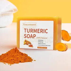Wholesale Private Label Whitening Anti Acne Body Natural Organic Handmade Tumeric Herbal Soap Turmeric Face Soap