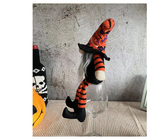 Muñeca de Bruja con Escoba para Halloween, Sombrero Alto, Patas Largas, sin Rostro, con Rayas, para Decoración de Festivales Fantasma, Accesorios de Arreglo, ¡Venta Caliente! - Product Image 6