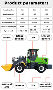 Chargeur frontal électrique pour ferme, 2 tonnes, compact, <span class=keywords><strong>mini</strong></span>, avec godet de 1,5 mètre cube et roues à batterie - Product Image 5