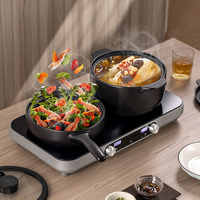 Cuisinière électrique infrarouge domestique 3500W à deux brûleurs, plaque vitrocéramique multifonction