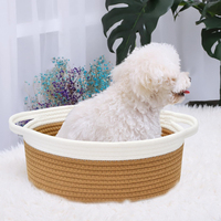Boîte de rangement en corde de coton tressée, organiseur pliable pour la maison avec poignées en cuir, pour jouets de bébé, vêtements, chambre à coucher