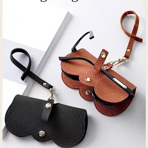 PU Leather <b>Glasses</b> Pouch – Litchi Pattern Embossed, Hanging Loop, Portable Travel Sunglasses <b>Case</b> – <b>Soft</b> Lined, Scratch-proof Fo - Product Image 4