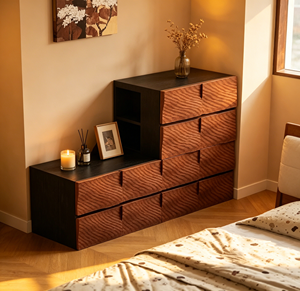 Modern Wood Storage <b>Cabinet</b> with Black Frame and Slab Doors for Bedroom Furniture - Product Image 4