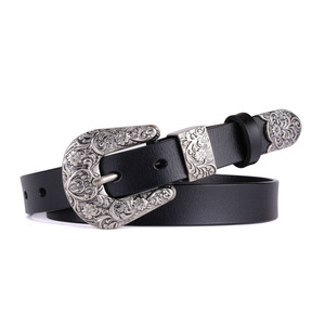 Nuevo Cinturón de Cuero Genuino de Alta Calidad para Mujer, Estilo Retro 'Old Money', con Hebilla de Aleación de Zinc Grabada, Cómodo, Versátil y de Lujo - Product Image 5