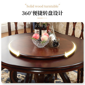 Round Solid Wood <b>Dining</b> <b>Table</b> Set With Rotatable Top For <b>Dining</b> Room Furniture - Product Image 3
