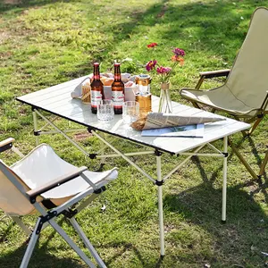 Taşınabilir mobilya veranda masası Metal kamp masası barbekü piknik açık katlanır büyük sandalye masa seti