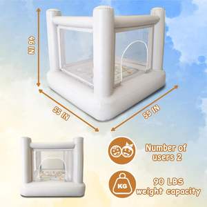 Château gonflable blanc pour tout-petits, intérieur/extérieur, maison de saut pour enfants avec filet de sécurité - Product Image 5