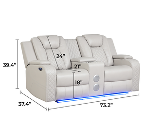 Ensemble de canapés carrés inclinables et convertibles à LED et à alimentation électrique, en similicuir, pour appartements et hôtels - Product Image 2
