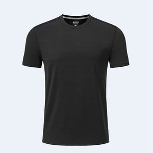 Camiseta de poliéster 100% para entrenamiento físico, transpirable, estampado de entrenamiento, cuello redondo para hombre, Color sólido, camiseta de secado rápido personalizada - Product Image 4