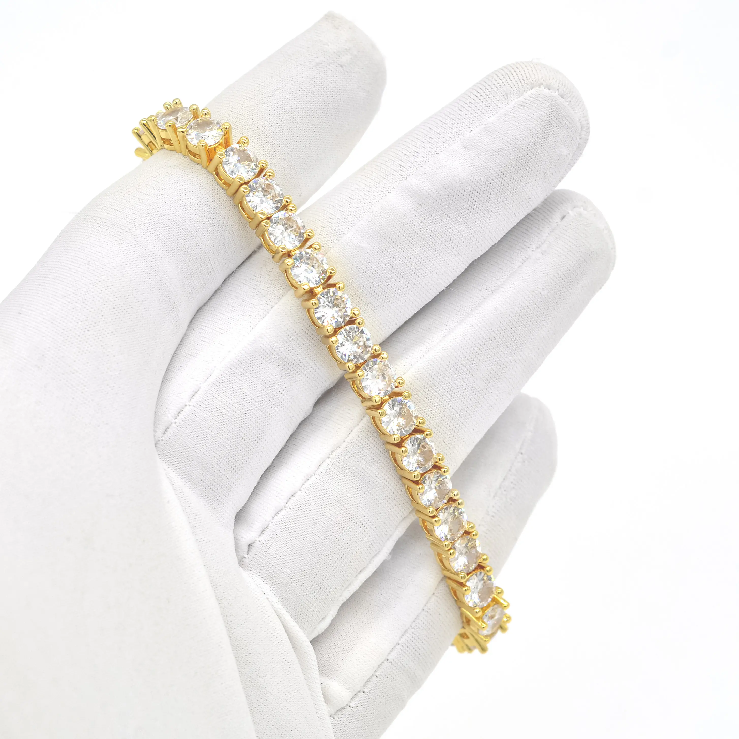 Factory Custom GRC certificate 10K Solid Gold VVS moissanite diamond Tennis chain 3mm 4mm 5mm bracelet for men women Jewelry