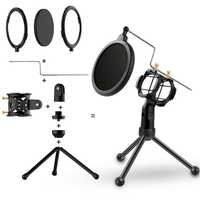 Microphone à condensateur de bureau sans fil, support, directivité omnidirectionnelle, portable, design rotatif réglable, métal et plastique