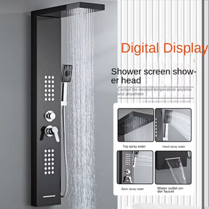 Panel de Ducha Moderno de Lujo, Montado en la Pared, Negro, de Acero Inoxidable, Sistema de Ducha para Baño - Product Image 2