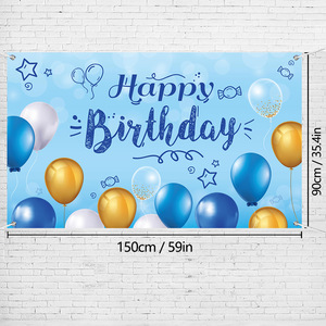<span class=keywords><strong>Toile</strong></span> <span class=keywords><strong>de</strong></span> <span class=keywords><strong>fond</strong></span> bleue Joyeux <span class=keywords><strong>Anniversaire</strong></span> pour adultes, garçons, bébés, en polyester durable 150x90cm, bannière <span class=keywords><strong>de</strong></span> fête, ballons, décorations murales personnalisées - Product Image 3