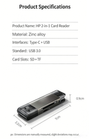 Lector de Tarjetas USB 3.0 Tipo C OTG con Cable de Extensión, Adaptador Portátil de Tarjetas de Memoria SD y TF para Teléfono Inteligente y Tableta