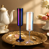 Ensemble de verres à vin en verre borosilicate haut de gamme soufflé à la main, irisé, pour flûtes à champagne, gobelets, design européen, coloré