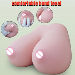 男性用リアルな胸型セックストイ、膣と肛門を備えた男性用オナホール、男性用玩具用ソフトポケットチェスト - Product Image 2