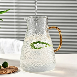 Carafe en verre de <span class=keywords><strong>2</strong></span> L/68 oz avec couvercle et poignée, résistante à la chaleur, en borosilicate, pour boissons chaudes ou froides, thé glacé, limonade - Product Image 3