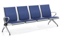 Chaise d'attente moderne et durable en cuir et acier pour 2, 3, 4 ou 5 personnes, idéale pour les cabinets médicaux, salons, hôpitaux et réceptions.