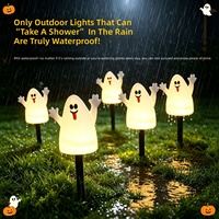 Lampes LED solaires d'Halloween IP65 en forme de citrouille, ensemble de 5 en 1 à piquer dans le sol, thèmes fantôme, sorcière, crâne, emballage transfrontalier étiqueté