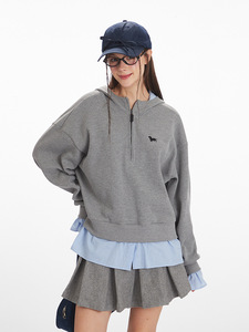 HeyHenry <span class=keywords><strong>felpa</strong></span> Casual a due pezzi con cappuccio e mezza Zip 2025 giacca ampia autunnale - Product Image 2