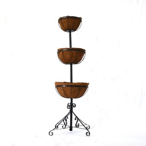 Panier de jardinière au sol arrosage de jardin panier suspendu Pot plante Pots de fleurs avec doublure en fibre de <span class=keywords><strong>coco</strong></span> - Product Image 2