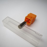 XF F M C XC Silver 5 en 1 Embout de ponceuse à ongles professionnel en carbure pour le retrait de gel et le polissage, forme cylindrique large, grain 4/6