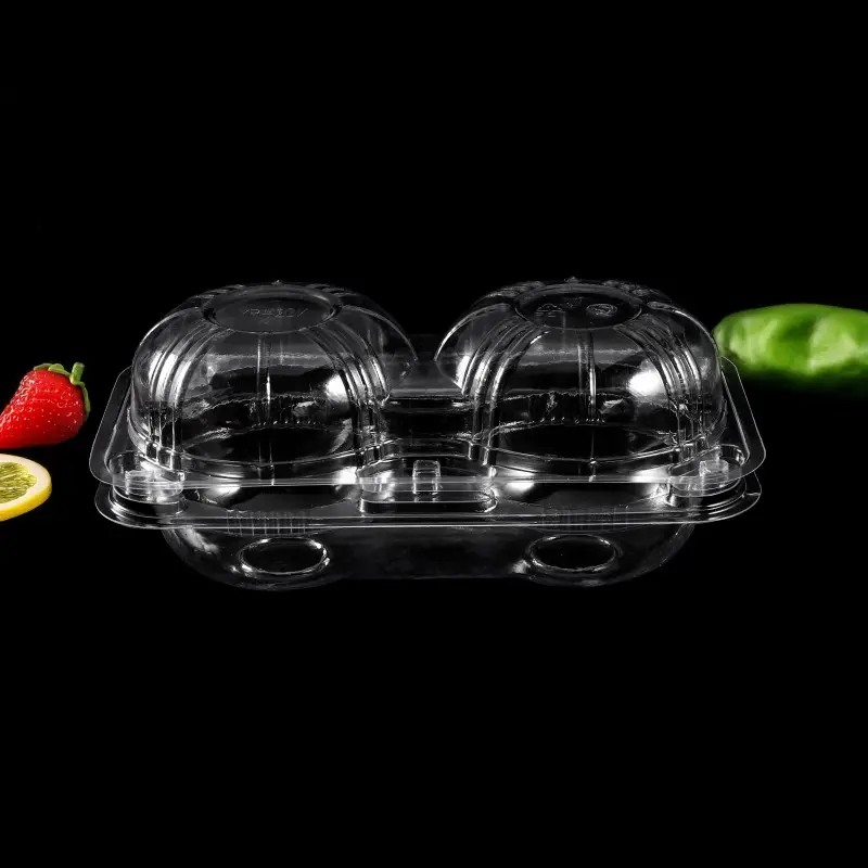1 2 4 6 cells Disposable PET plastic clamshell box packing food container custom fruit clear clamshell apple packaging box