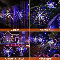 Lot de 2 lumières solaires LED en forme de feux d'artifice, 200 LED, télécommande, étanches IP44, lumières féériques en forme d'étoile, pour jardin, cour, mariage romantique, fête