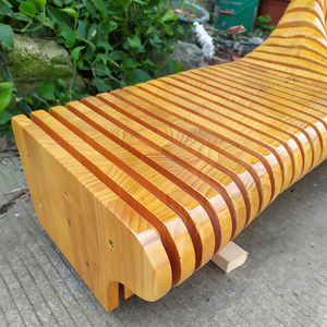 Özelleştirilmiş ahşap tezgah bahçe kentsel sokak mobilyası katı ahşap tasarım büyük dayanıklı açık sandalyeler ile arkalığı - Product Image 4