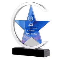 Haute qualité créative étoile à cinq branches métal cristal trophée fournisseur personnalisé entreprise récompenses annuelles amour thème Souvenir Plaque