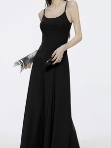 Vestido de verano negro que combina con todo para mujer, Sexy, ajustado, informal, largo, Maxi, natural, para la vida diaria, ropa interior, mezcla de tela, patrón sólido - Product Image 5