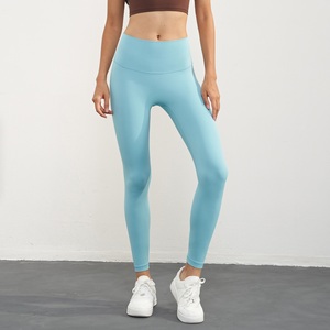 Leggings athlétiques taille haute à poches arrière souples de couleur unie pour femmes Leggings de yoga de gymnastique - Product Image 3