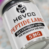 Étiquettes personnalisées pour flacons de peptides 5 ml, film transparent imprimé avec adhésif puissant pour flacons d'échantillons de laboratoire, approvisionnement en gros