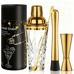 Coctelera de Vidrio <span class=keywords><strong>Bossa</strong></span> <span class=keywords><strong>Nova</strong></span> de 400 ml, Coctelera de Acero Inoxidable con Coctelera de Vidrio para Bartender - Product Image 2