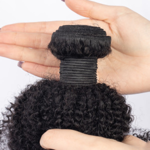 Textura personalizada de alta calidad 100% cabello humano <span class=keywords><strong>Afro</strong></span> rizado con extensión humana de trama - Product Image 2