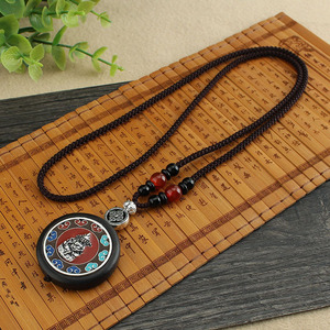 Collier vintage fait à la main en bois d'ébène Thangka avec longue chaîne de perles, pendentif diamant Bouddha du Népal, accessoires, cadeau porte-bonheur, bijoux de prière - Product Image 3