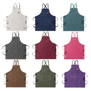 Custom Logo Waterproof <b>Kitchen</b> <b>Apron</b> Reusable Cotton Linen Oil Proof Cooking Baking BBQ Waist <b>Apron</b> Wholesale - Product Image 2
