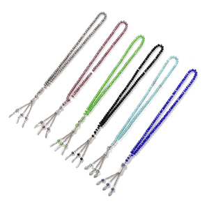 Cuentas de oración islámicas formales de cristal artificial de 8 mm, color blanco/café, aptas para todas las estaciones, grabadas con láser. - Product Image 2