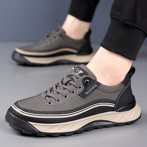 Chaussures en cuir décontractées pour hommes, talon bas, légères, pour le bureau, avec détails de couture, fabriquées à Wenzhou - Product Image 3