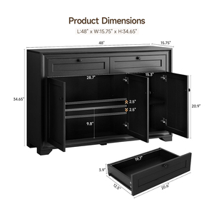 <strong>Sideboard</strong> Buffet Cabinet with Storage, Farmhouse <strong>Sideboard</strong>, Wood Coffee Bar Cabinet for Living Room, <strong>Kitchen</strong> - Product Image 2