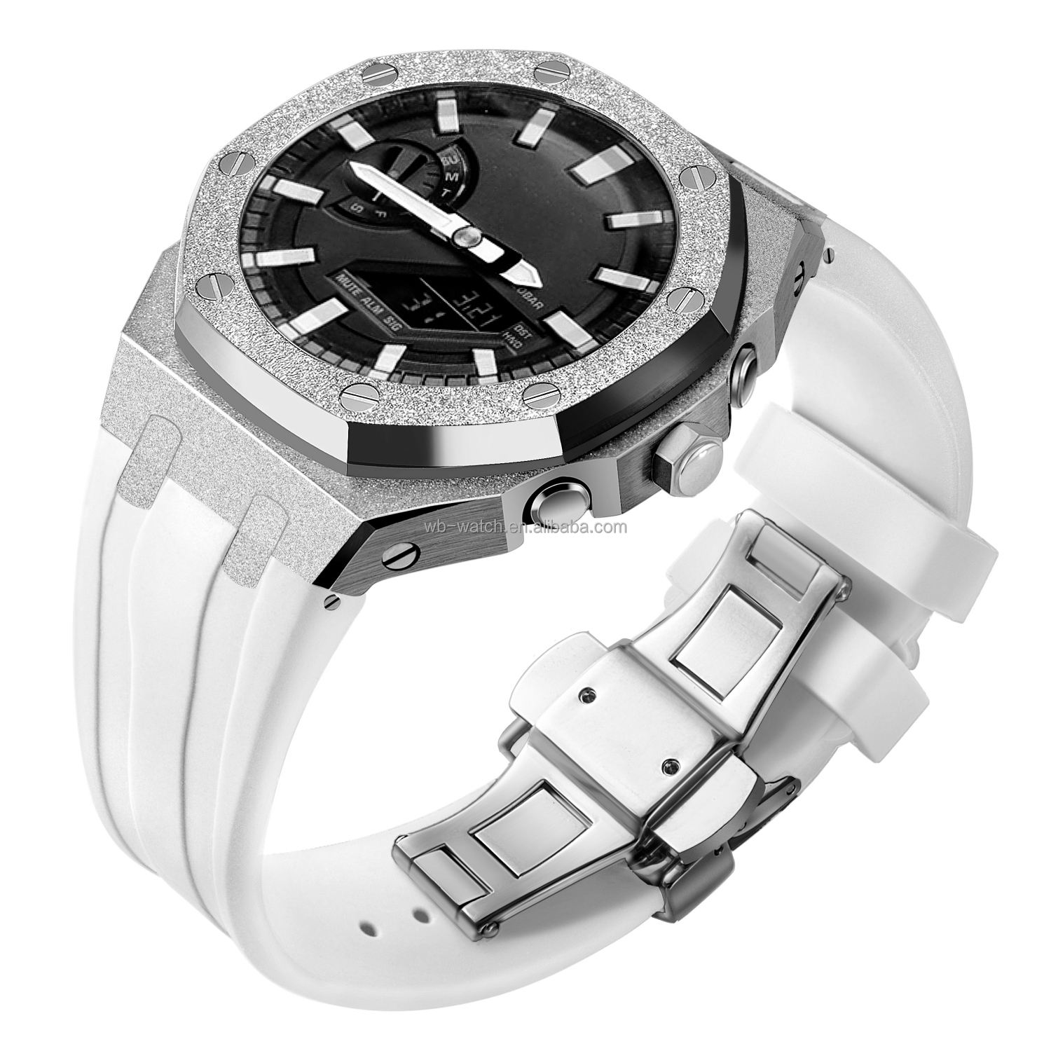 Silver Case+White Band