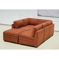 Canapé modulaire de couleur orange, canapé-lit sectionnel avec ottoman de rangement, design Thomasville