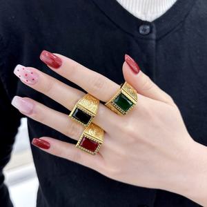 JXX Meilleures ventes Bague grappe large plaquée or 24K en laiton tendance unisexe pour mariage, fiançailles, fête et mode féminine - Product Image 2