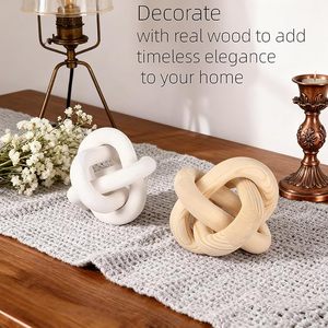 קישוט עץ תלת-חלקי בסגנון כפרי, קישוט שולחן קפה מגולף בעבודת יד, קישוט שרשרת לחדר מגורים, חדר שינה או בית. - Product Image 5