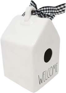 <span class=keywords><strong>2026</strong></span> Welkom Keramisch Vierkant Vogelhuisje Met Zwart & Wit Geruit Lint Vogelhuis - Product Image 2