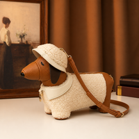 Sac à main de luxe créatif en forme de chien Teckel pour femme, sac à bandoulière 3D en forme d'animal avec poignée supérieure en sherpa
